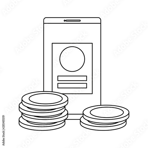 coins money dollars and smartphone