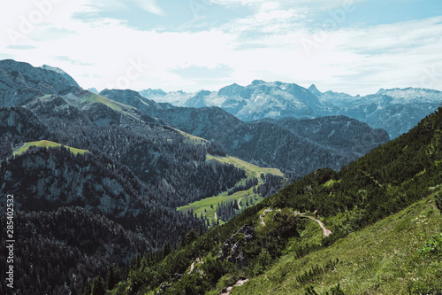 mountains view clouds alps nature