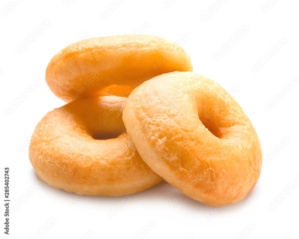 Sweet tasty donuts on white background Sweet tasty donuts on white background