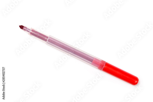 Red open marker on a white background