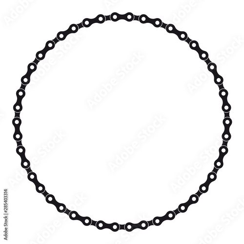 Vector black circle created from bike chain. Isolated on white background.