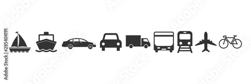 Transports, delivery icons. Vector illustration, flat design.