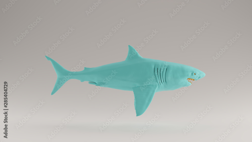 Gulf Blue Turquoise and Orange Great White Shark Right View 3d 