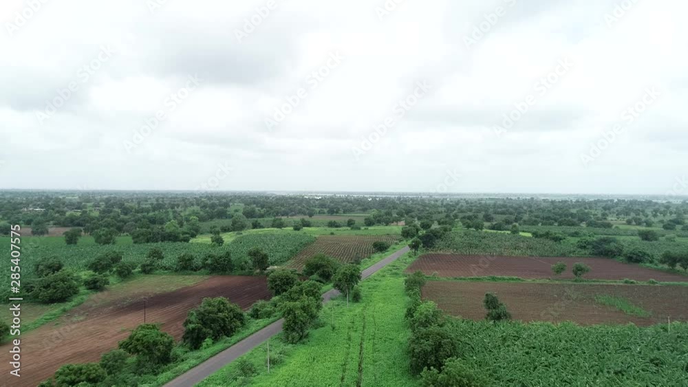 Arial view of agriculture field and road Arial view of agriculture field and road