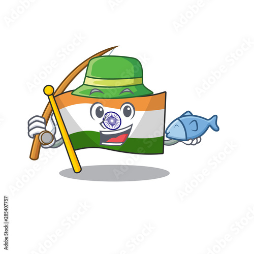 Fishing flag indian isolated in the character