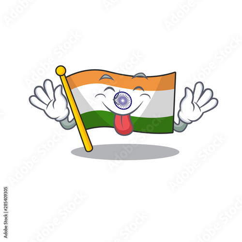 Tongue out indian flag kept in cartoon cupboard