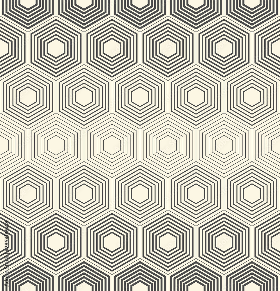 Seamless Hexagon Wallpaper. Decorative Black and White Pattern Seamless Hexagon Wallpaper. Decorative Black and White Pattern