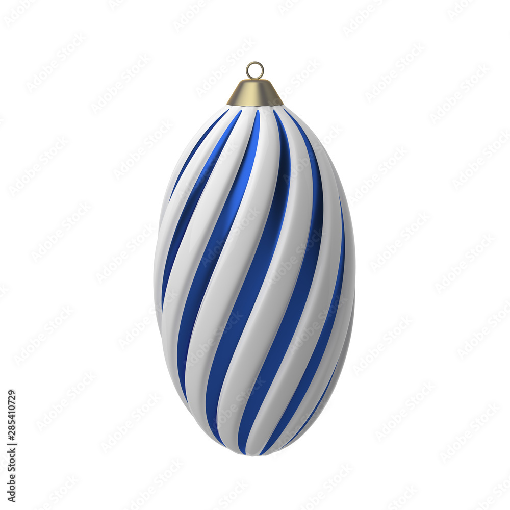 3D rendering Christmas oval ball isolated on a white background.