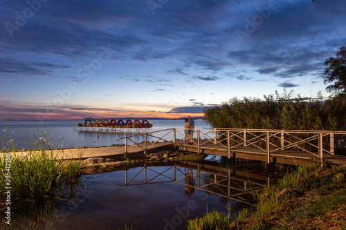 Sunset at lake Balaton in Balatonfoldvar  Hungary.