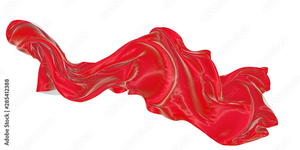 Wavy fabric on a white background. 3D rendering.