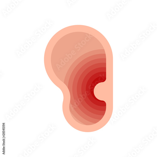Sore ear isolated. Ear disease vector illustration