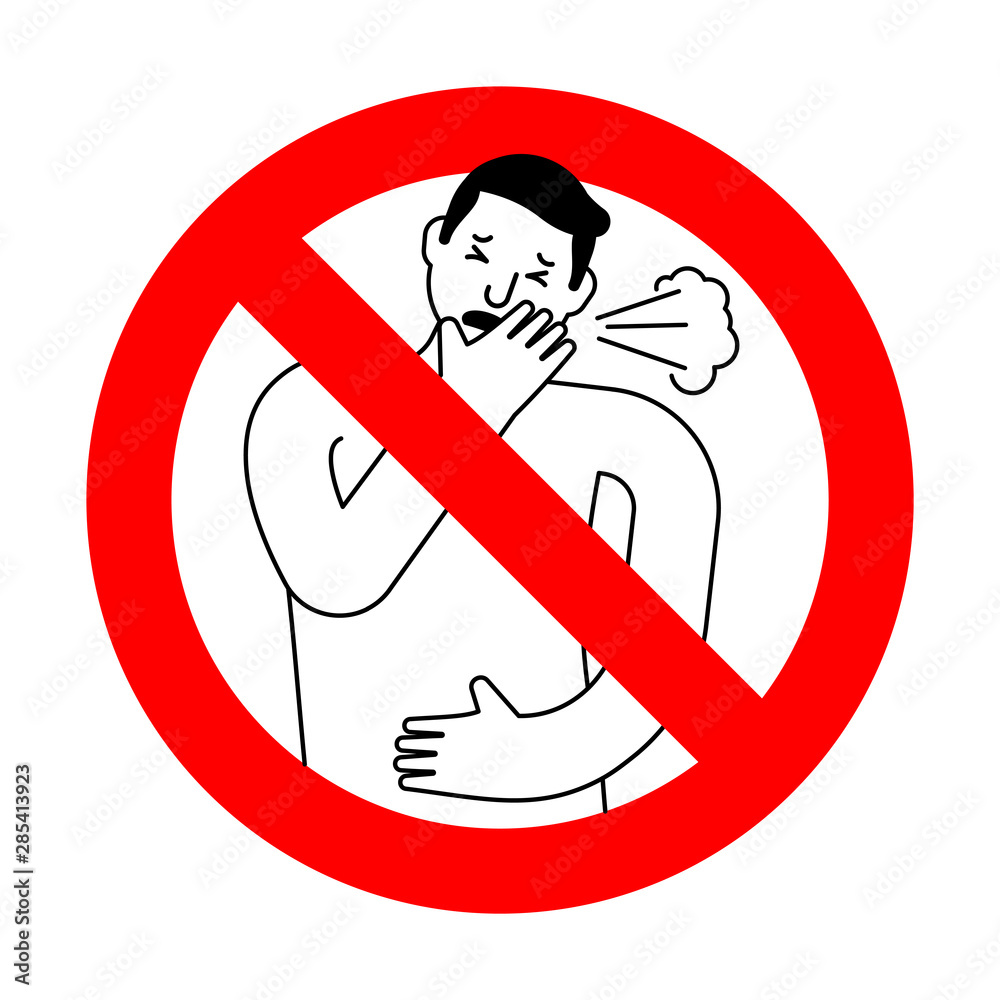 Stop Cough. Red prohibition road sign. Ban coughing. Stop Cough. Red prohibition road sign. Ban coughing.