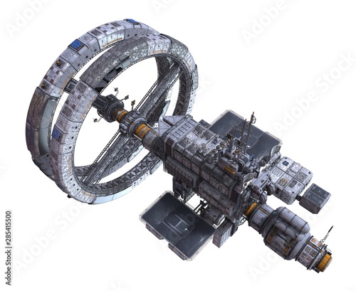 Future Space Station Isolated on White Background 3D Illustration