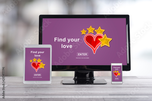 Online dating concept on different devices