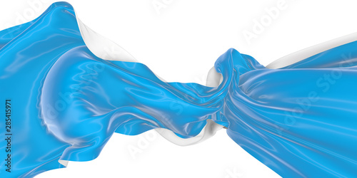 Wavy fabric on a white background. 3D rendering.