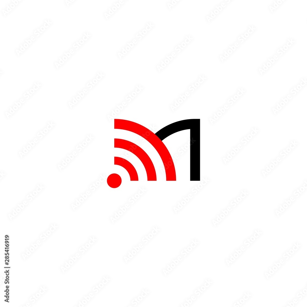 wifi letter M modern logo vector - obrazy, fototapety, plakaty 