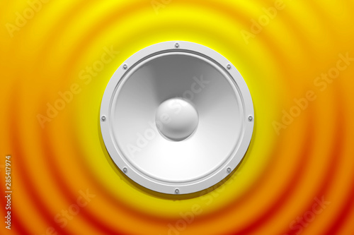 abstract sound speaker with dynamic bass waves - 3D Illustration