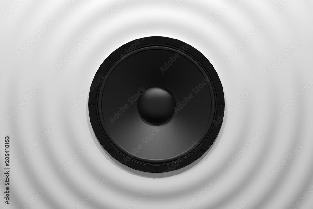 abstract sound speaker with dynamic bass waves - 3D Illustration abstract sound speaker with dynamic bass waves - 3D Illustration