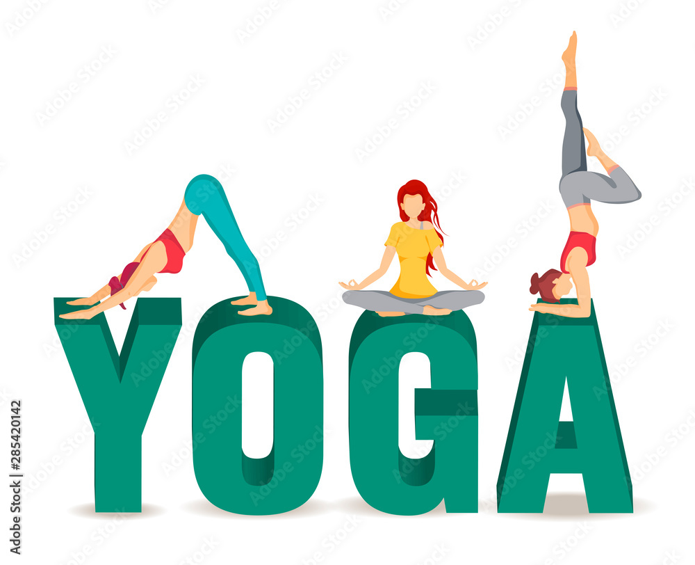 Yoga word made from people practicing asanas... - Stock Illustration  [77183025] - PIXTA
