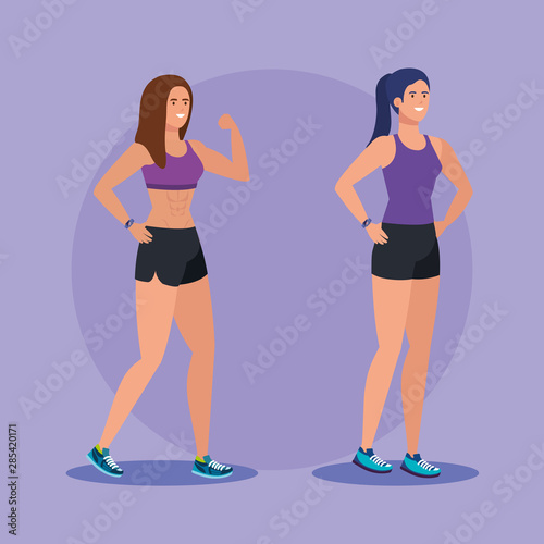 Fototapeta Naklejka Na Ścianę i Meble -  set of fitness women to healthy exercise sport