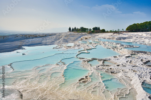 Obraz na płótnie Travertines of Pamukkale (thermal pools) at Pamukkale or Cotton castle, Turkey