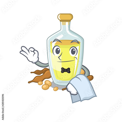 Waiter soybean oil isolated in the cartoon