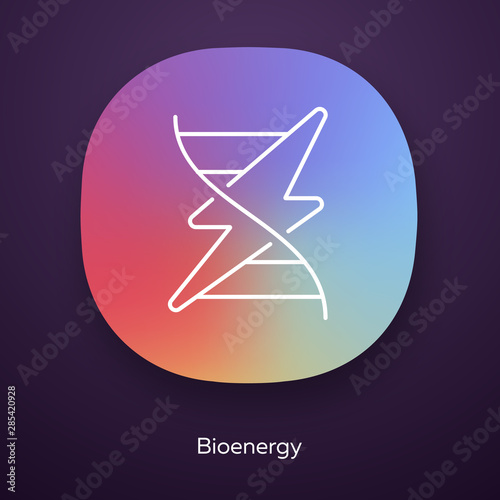 Bioenergy app icon. Biofuel. Organic matter for producing renewable energy. Converting biomass into electricity. UI/UX user interface. Web or mobile application. Vector isolated illustration