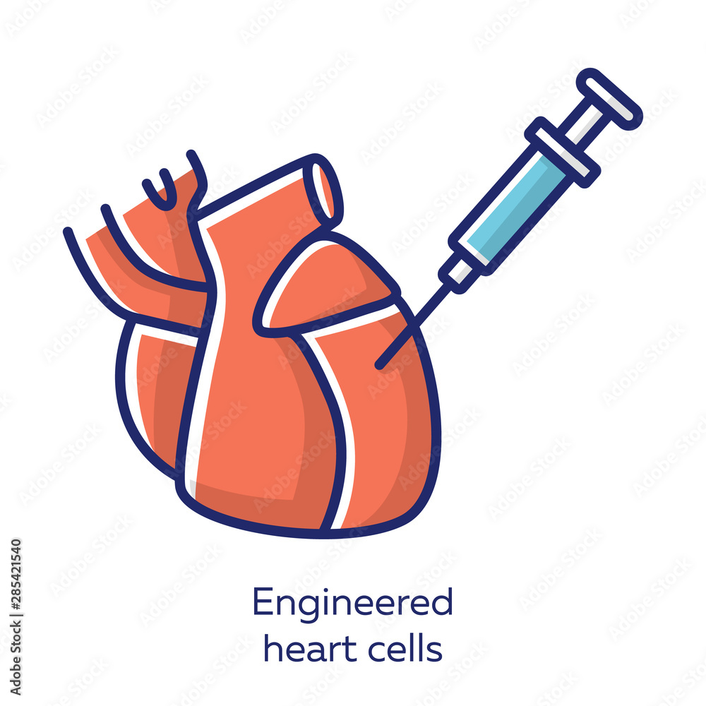 Vecteur Stock Engineered heart cells red color icon. Human engineered  cardiac tissues. HECTs. Heart injection. Study cardiac physiology.  Bioengineering. Biotechnology. Isolated vector illustration | Adobe Stock