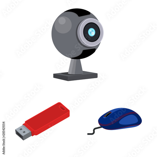 Isolated object of laptop and device sign. Collection of laptop and server stock vector illustration.