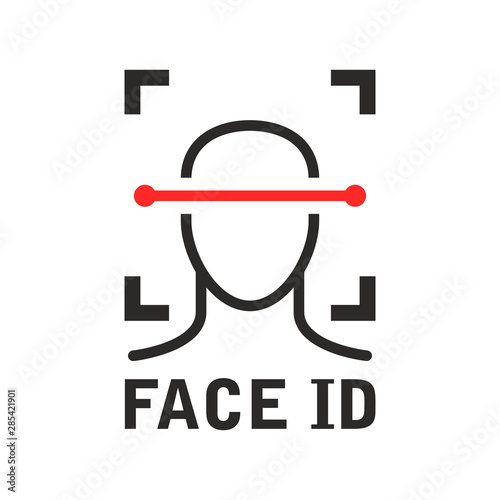 Face id icon - recognition identification scan system, face scanning process