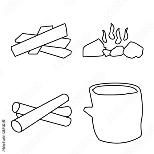 Vector illustration of texture and construction symbol. Set of texture and hardwood stock symbol for web.