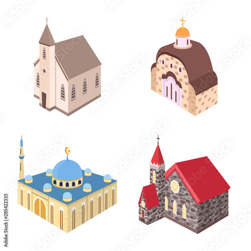 Vector design of architecture and building logo. Collection of architecture and clergy vector icon for stock.