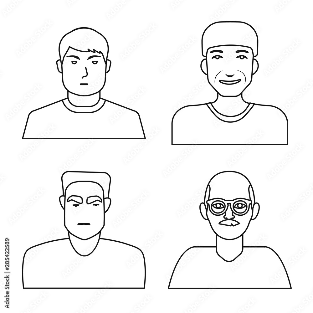 Isolated object of person and portrait symbol. Set of person and office vector icon for stock. Isolated object of person and portrait symbol. Set of person and office vector icon for stock.