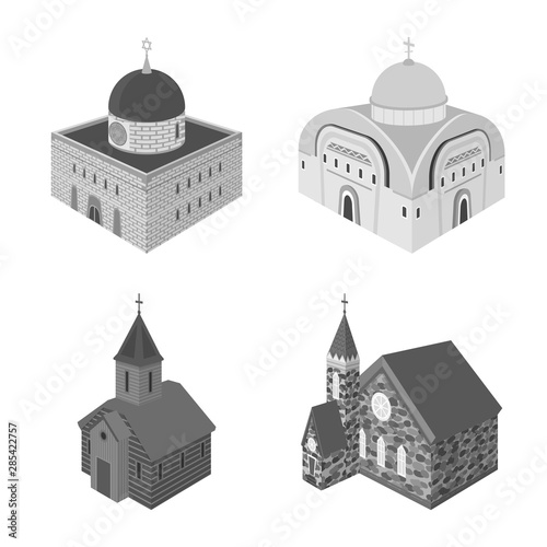 Isolated object of landmark and clergy symbol. Collection of landmark and religion stock symbol for web.