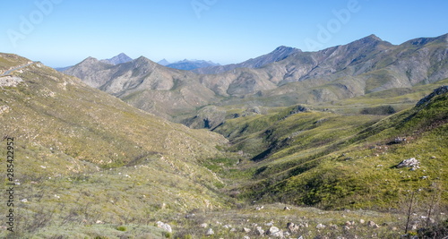 View from a high point in the Robinson Pass in the Western Cape province of South Africa image with copy space