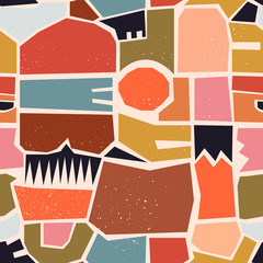 Fototapete Retro-Muster Pastellfarbene Patchwork Formen modern  © Dariia