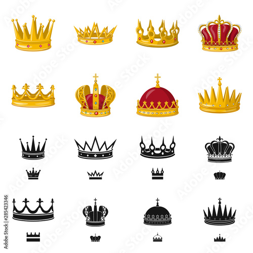 Vector illustration of medieval and nobility logo. Collection of medieval and monarchy vector icon for stock.