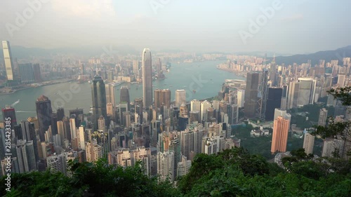 Wallpaper Mural Aerial drone panning downwards shot of the city of Hong Kong Torontodigital.ca