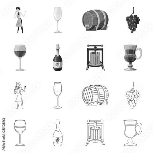 Vector design of farm and vineyard sign. Set of farm and product vector icon for stock.