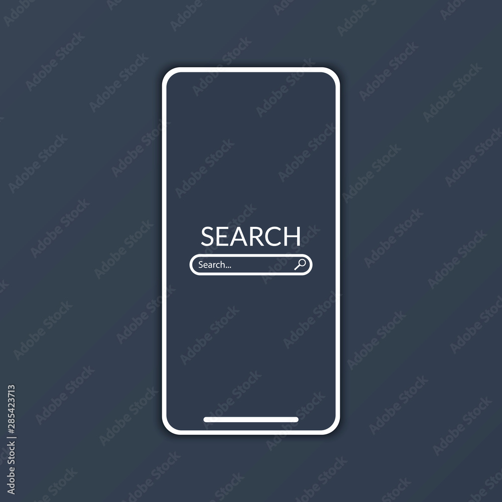The search engine on the phone screen on a dark gray background.