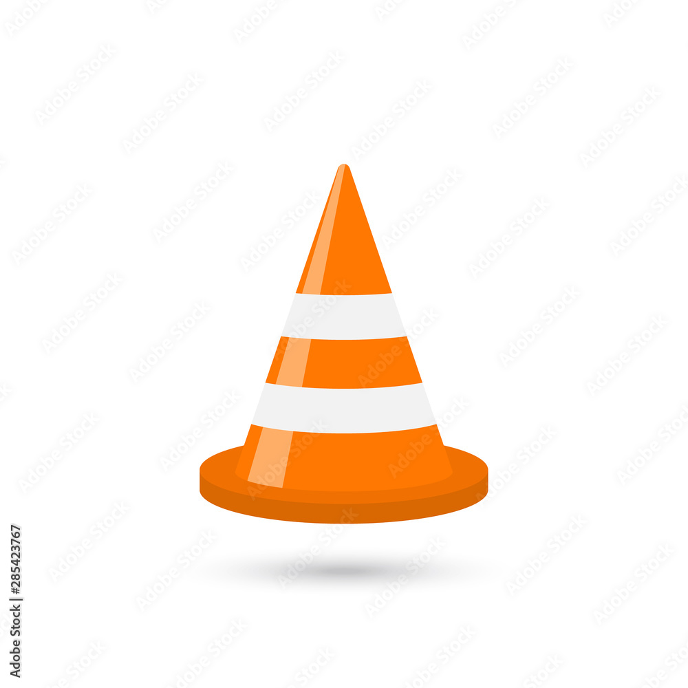 Construction traffic cone icon, warning sign design. Vector illustration. Construction traffic cone icon, warning sign design. Vector illustration.