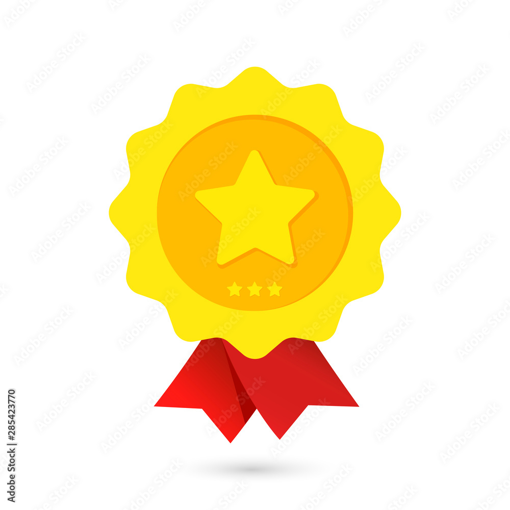 Gold reward with a star on a white background. Gold reward with a star on a white background.