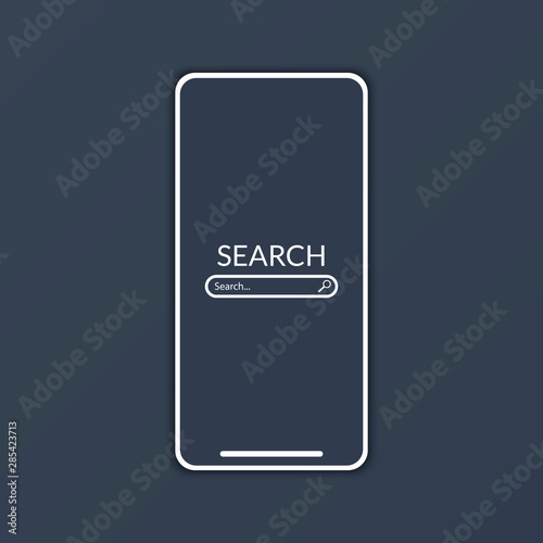 The search engine on the phone screen on a dark gray background.