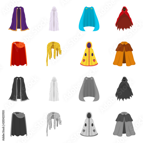 Vector design of material and clothing icon. Set of material and garment stock symbol for web.