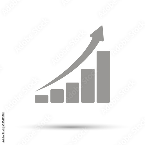 Gray graphic icon that rises to the top on a white background.