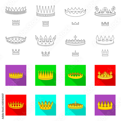 Vector illustration of medieval and nobility sign. Set of medieval and monarchy stock vector illustration.