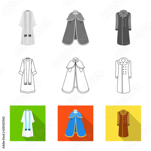 Vector design of material and clothing logo. Set of material and garment stock symbol for web.