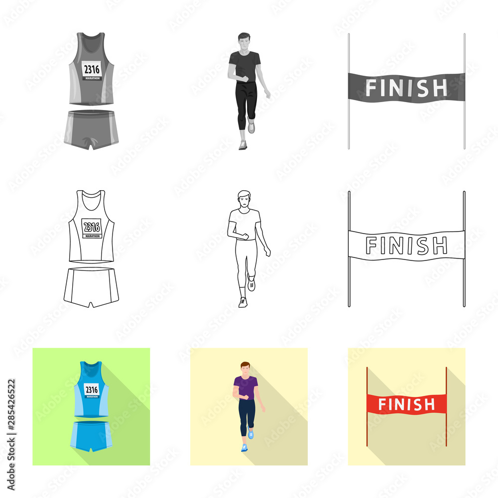 Vector illustration of sport and winner sign. Set of sport and fitness stock vector illustration.