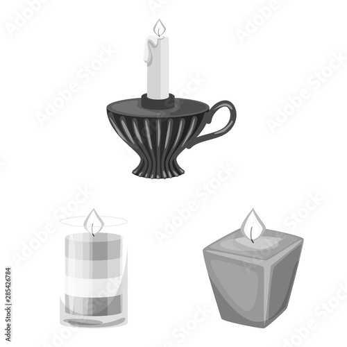 Isolated object of paraffin and fire sign. Set of paraffin and decoration vector icon for stock.