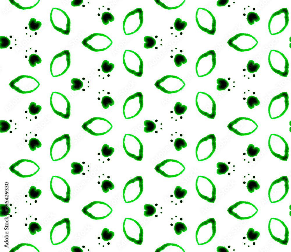 Green circles seamless pattern. Hand drawn waterco